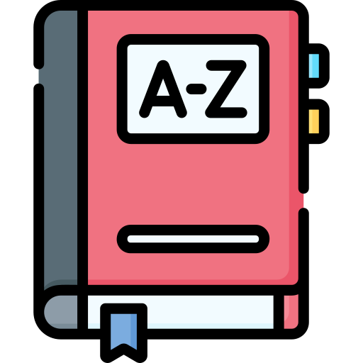 Icono con libro titulado A-Z