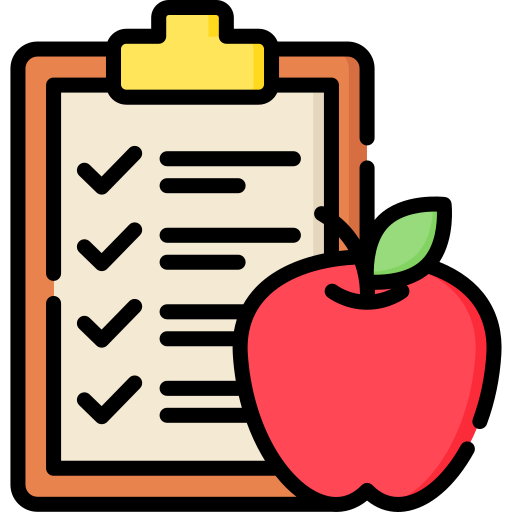 Icono con dossier de alimentación y manzana